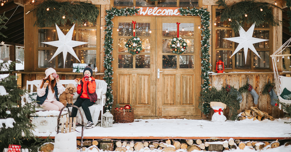 Christmas decorations on patio